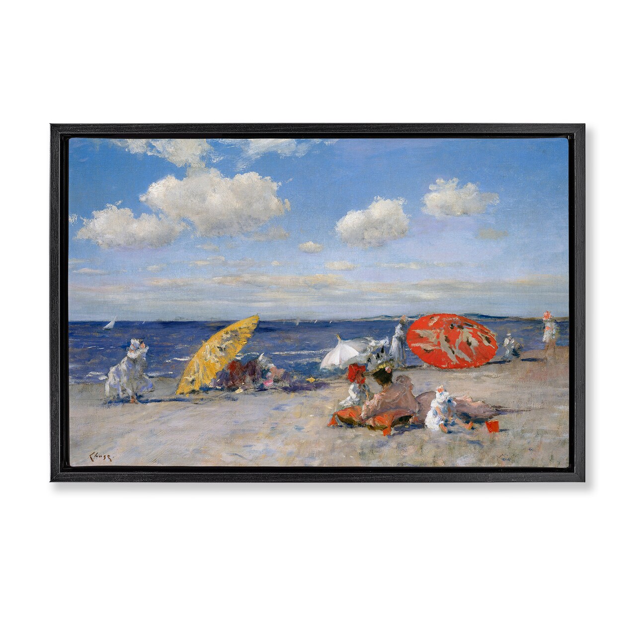 Stupell Industries Classic Beachgoers Scene Framed Floater Canvas Wall Art Design by William Merit Chase